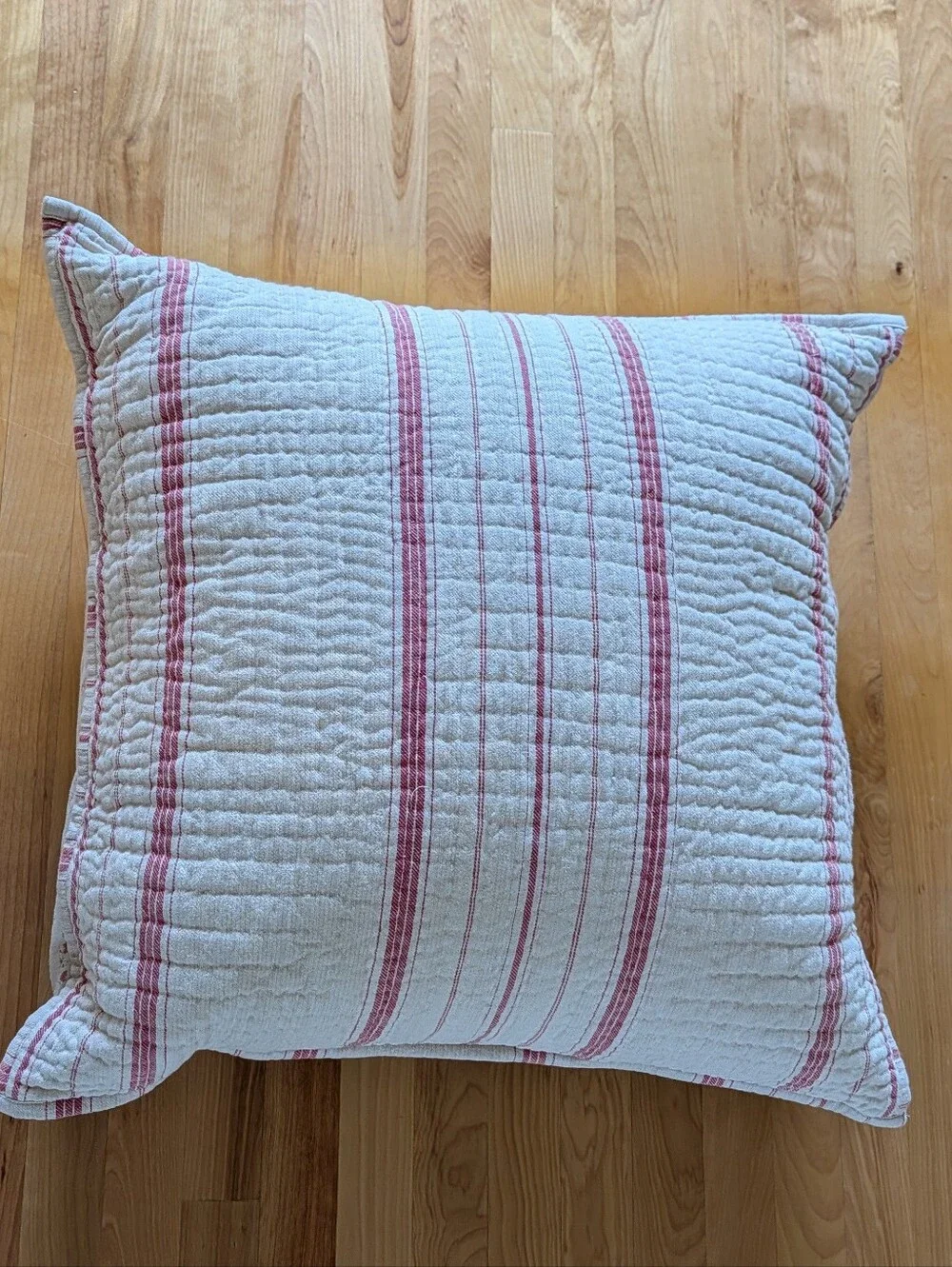 vintage POTTERY BARN linen blend striped Euro sham set